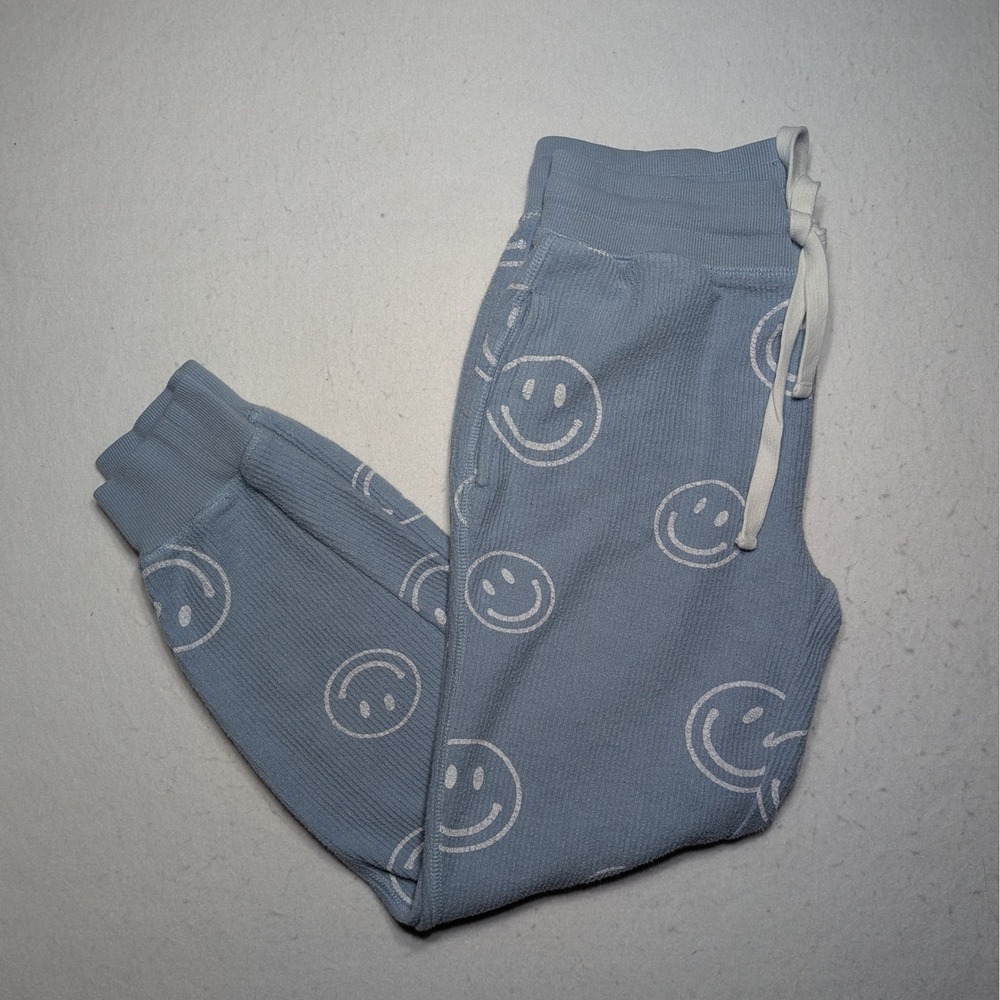 Altar'd‎ State Blue Smiley Face Joggers Waffle Knit Lounge Pants